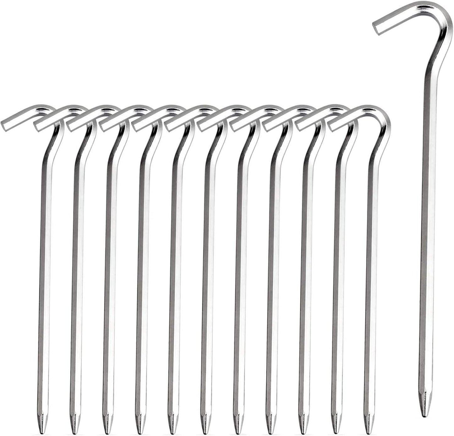 Aluminium Tent Stakes Pegs - 7'' Hexagon Rod Stakes Nail Spike Garden Stakes Camping Pegs for Pitching Tent, Canopies (Silver)