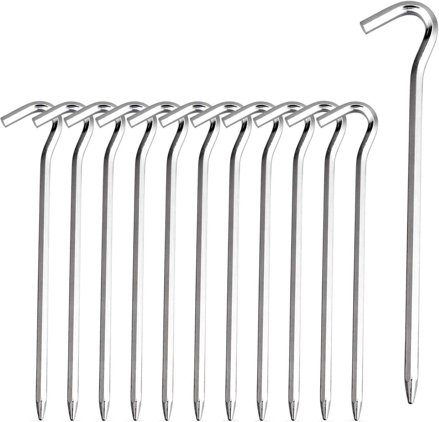 Aluminium Tent Stakes Pegs - 7'' Hexagon Rod Stakes Nail Spike Garden Stakes Camping Pegs for Pitching Tent, Canopies (Silver)