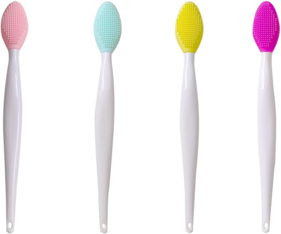 4 PCS Lip Scrub Brush,Double-Sided Silicone Exfoliating Lip Brush Exfoliating Brush for Men Wome Double-sided Soft ​Lip Brush for ​Smoother and Fuller Lip Appearance