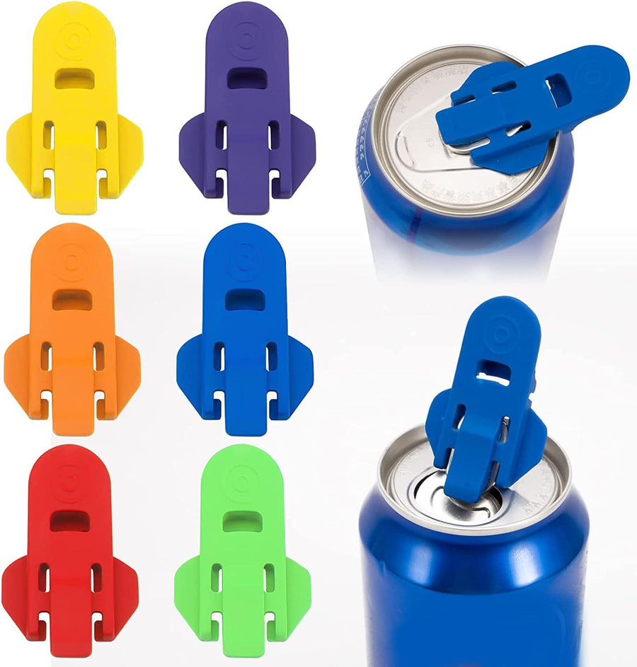6 Pcs Manual Can Openers Manual Easy Can Opener for Family Drinks Protector Opener Drink Shield Plastic Tinned Can Tab Openers for Pop Beer Soda Cans Beverage Protector