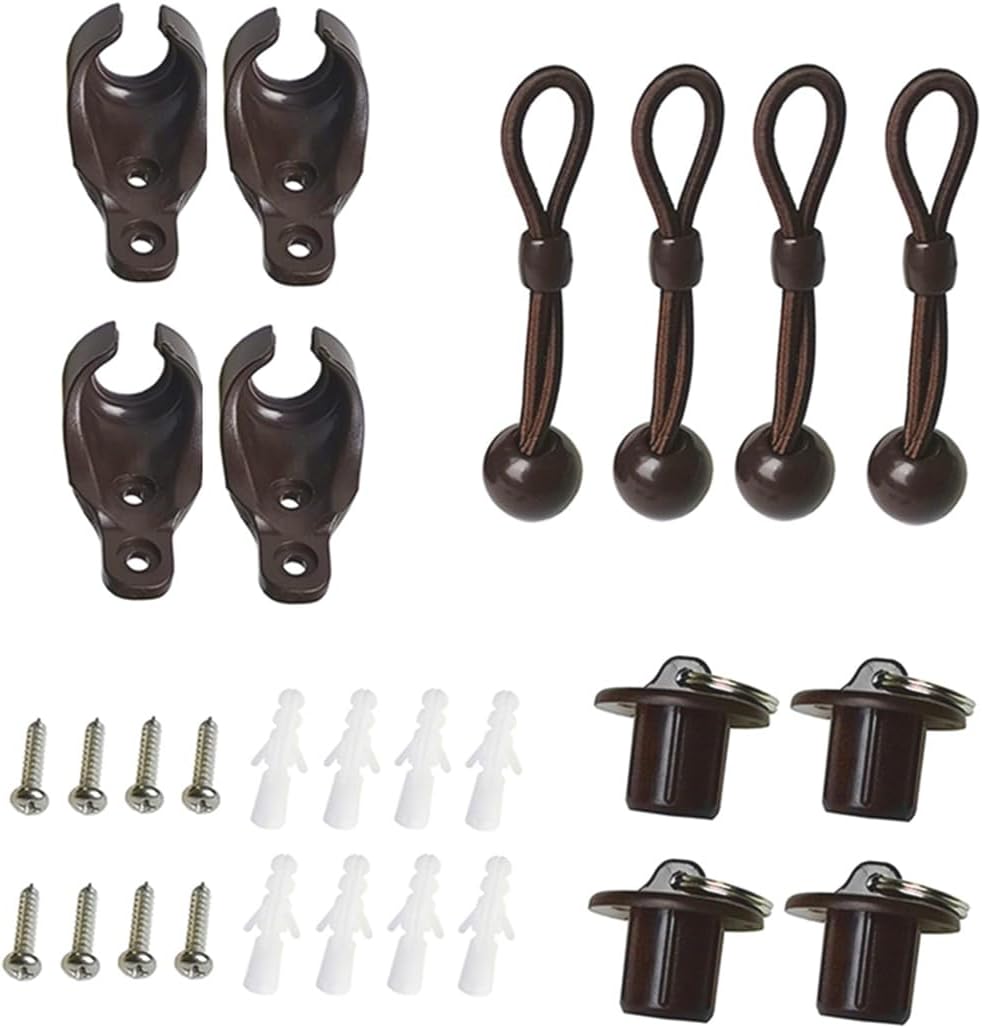 Replacement Shade Parts Bungee End Cap Kit for Exterior Cordless Roller Shades Outdoor Blinds（ 2 Sets）(Brown)