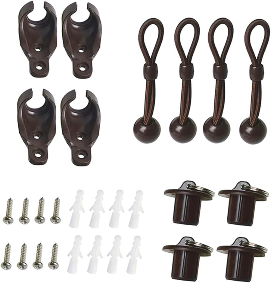 Replacement Shade Parts Bungee End Cap Kit for Exterior Cordless Roller Shades Outdoor Blinds（ 2 Sets）(Brown)