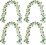 4 Pack Artificial Eucalyptus Garlands for Decoration, Artificial Greenery Garland Fake Vines for Bedroom and Wedding Decor, Artificial Plants with Ivy Vines for Mantle Table Runner Home Decor