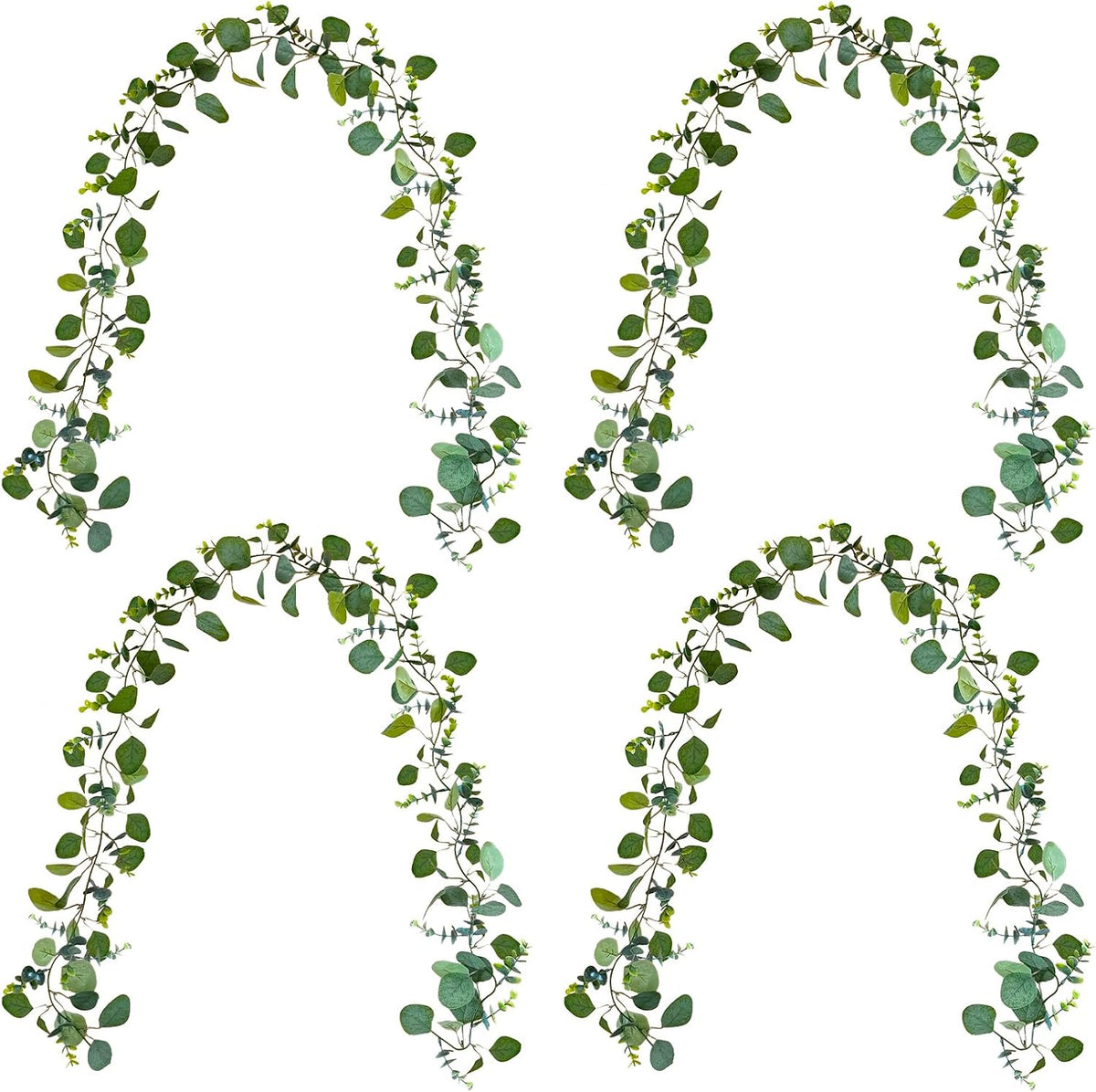 4 Pack Artificial Eucalyptus Garlands for Decoration, Artificial Greenery Garland Fake Vines for Bedroom and Wedding Decor, Artificial Plants with Ivy Vines for Mantle Table Runner Home Decor