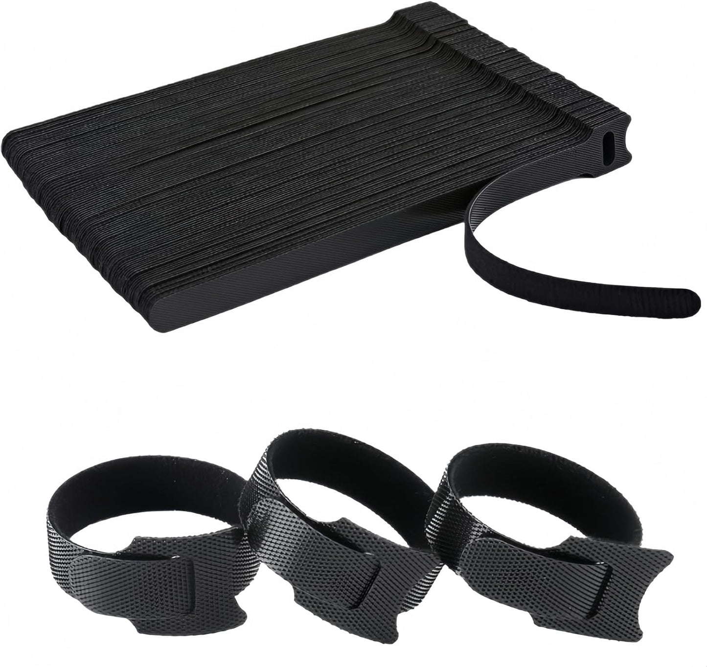 100 PCS 6 Inches Reusable Cable Ties, Adjustable Wire Ties, Cable Organizer, Cord Wrap and Hook Loop Cords Management for Organizing Home, Office, Data Centers（Black）