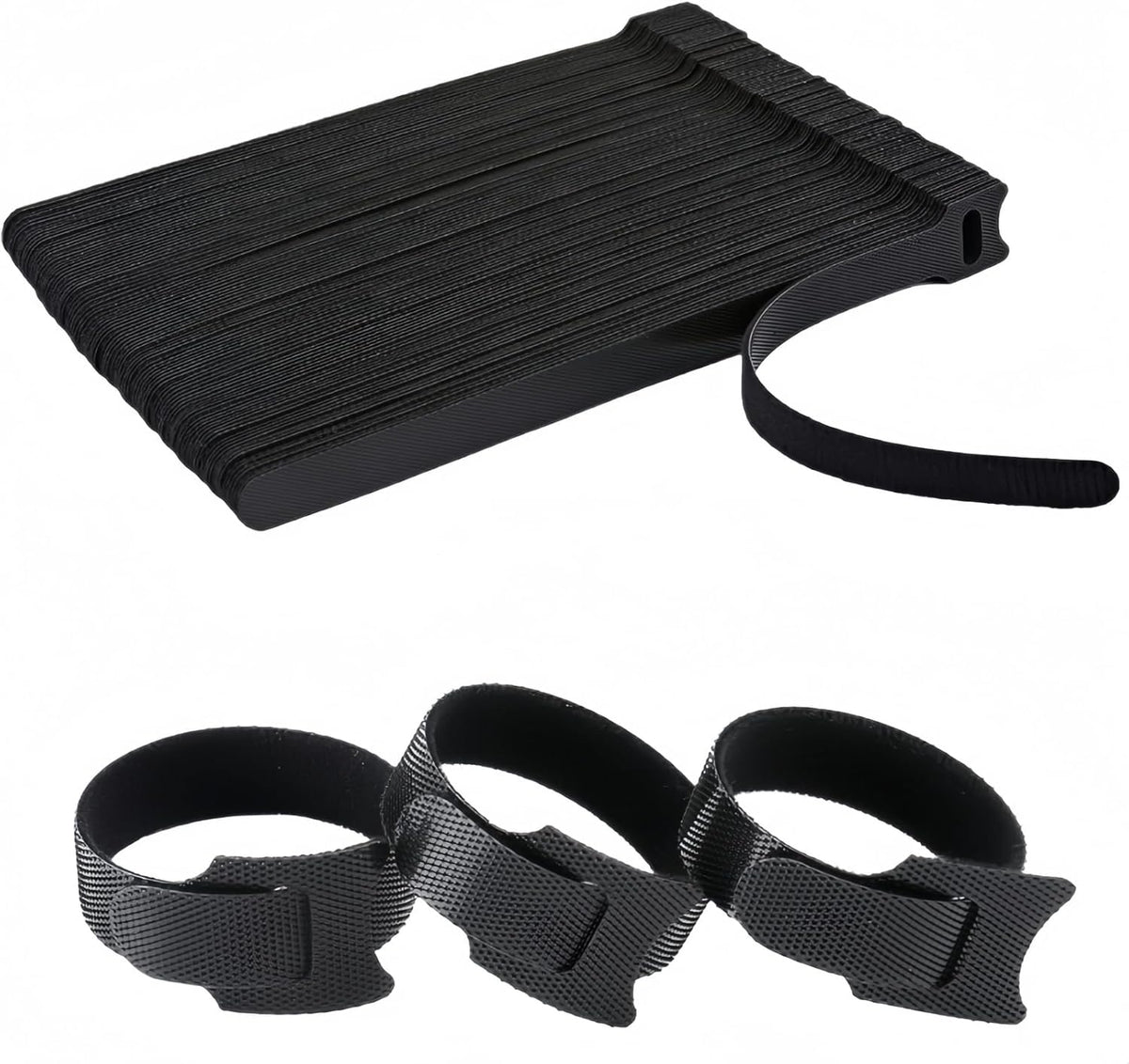 100 PCS 6 Inches Reusable Cable Ties, Adjustable Wire Ties, Cable Organizer, Cord Wrap and Hook Loop Cords Management for Organizing Home, Office, Data Centers（Black）