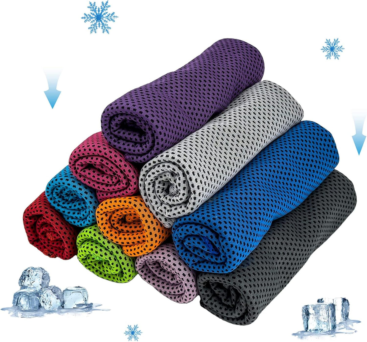 Cooling Towel Ice Towel Workout Towel, Soft Breathable Sweat Towel for Sports, Yoga, Gym, Golf, Camping, Running, Fitness, Workout & More Activities (10 PCS)