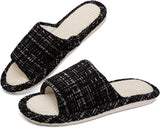 Linen Open Toe Slippers, Soft and Silent Home Slippers for Couples, Casual Comfortable Breathable non-slip Indoor and Outdoor Slippers Men/Women