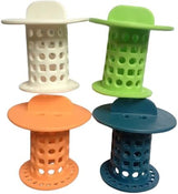 New Handle Bathroom Drain Hair Catcher Bath Stopper Plug Sink Strainer Filter Sewer Dredge Device Shower Hair Stopper (Pack of 4) Green-Blue-White-Orange 1.5 inch to 1.75 inch