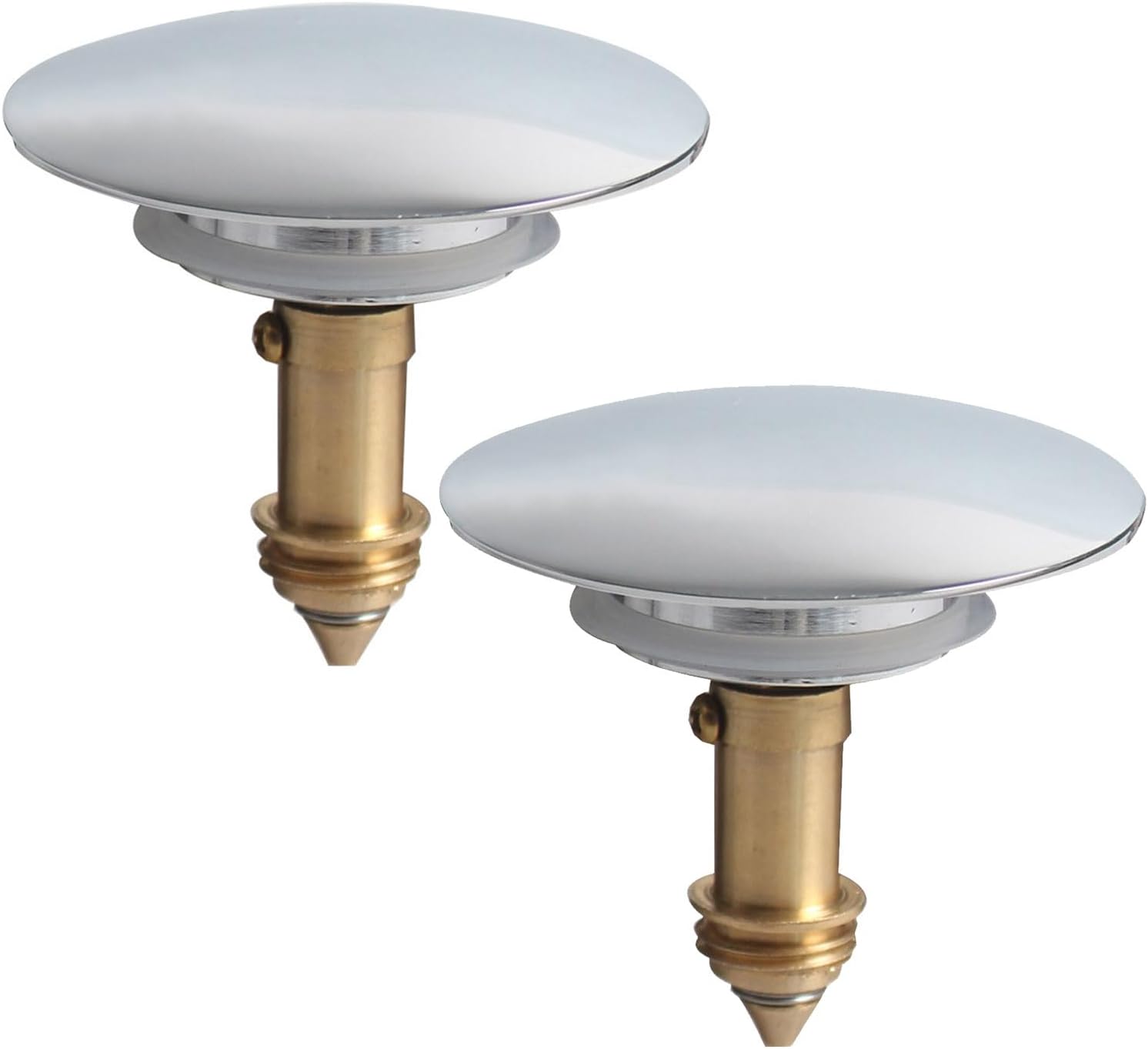 2 Pcs Bathroom Pop Up Sink Drain Stopper 66 mm Bathroom Sink Stopper, Pop-Up Click Clack Plug, Solid Brass Chrome Plated Plug, Suitable for Kitchen Bathroom Wash Basin
