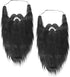 2Pcs Fake Mustache Funny Fake Beard Halloween Decoration Long Fake Moustache Elastic Band Simulation Beard Facial Hair Party Cosplay Costume Accessories (Black)