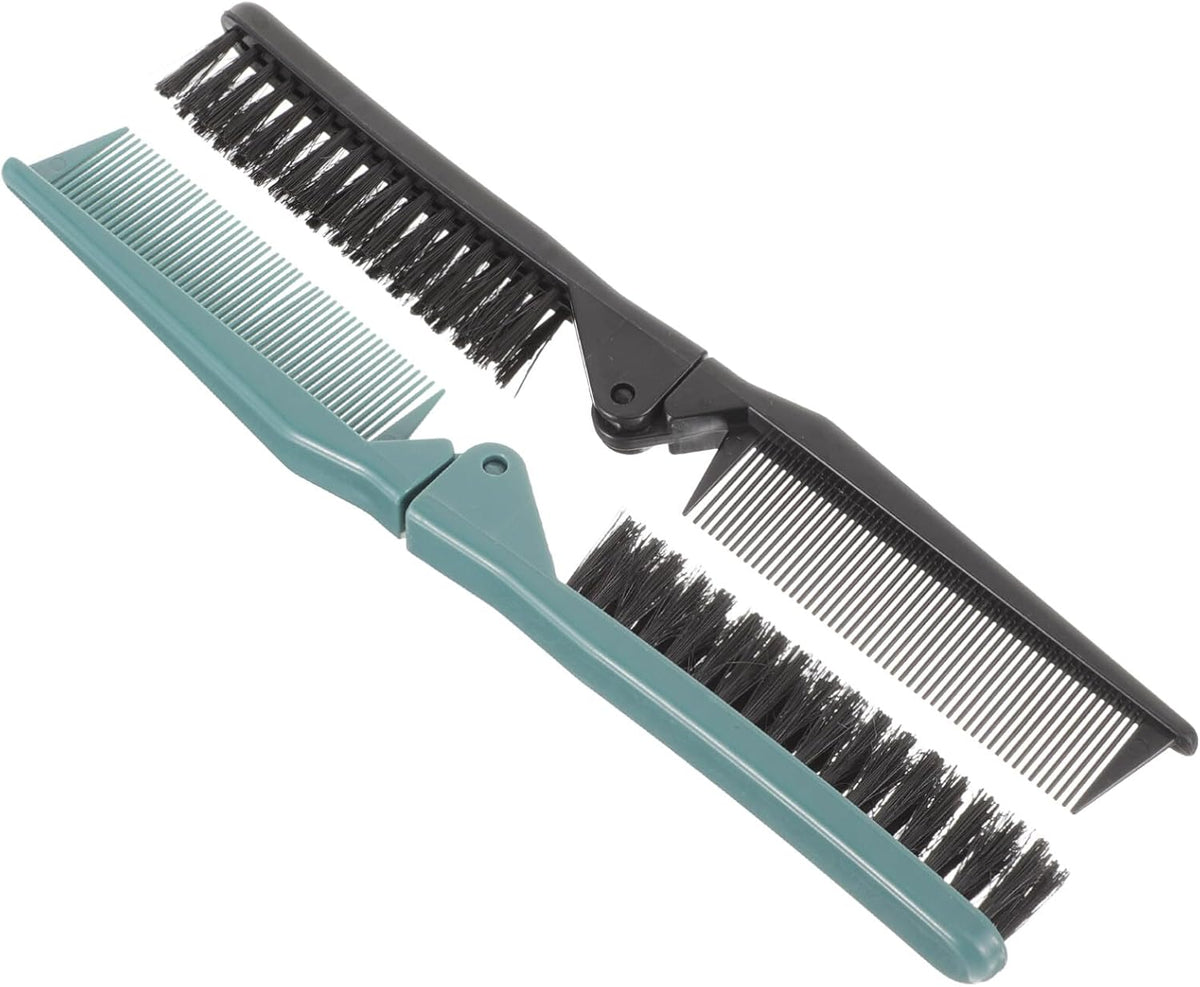 2Pcs Small Double Folding Hair Brush： Hair Styling Salon Brush Comb Folding Comb Double Use Comb for Curly And Straight Hair