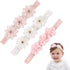 3Pcs Baby Girl Headbands Flowers, Lace Flower Pearls Baby Headband, Baby Girl Headbands, Super Soft & Stretchy Nylon Floral Hairbands, Flower Hair Accessories Baby Girl Gift, for Newborn Toddler