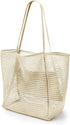 Oversized Beach Tote Bag, Semi Mesh Tote Bag Foldable MAX 35L Laundry Tote Bag For Beach Picnic Laundry Vacation
