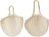 100% Cotton Reusable Mesh Shopping Bags (Long + Short) for Groceries, Vegetables, Fruits, and Beach Essentials in Natural Beige