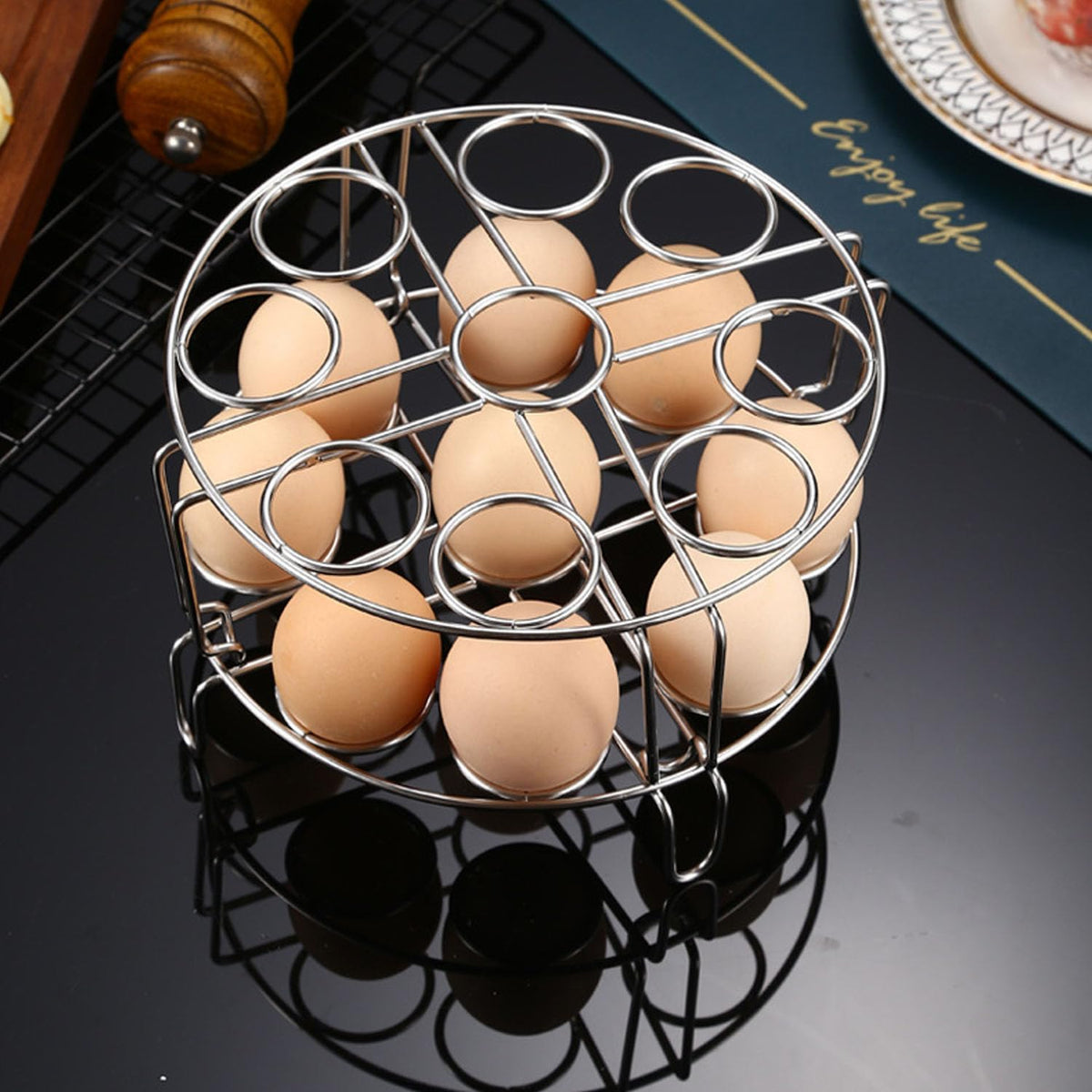 Stainless Steel Stackable Egg Steamer Rack for Instant Pot 5/6/8 Qt, 304 Food-Grade Cooking & Cooling Trivet, 2-Pack Kitchen Accessories
