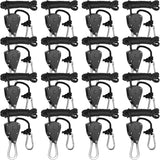 16pcs Heavy Duty Adjustable Lifting Pulley Ratchets Rope Clip Hanger Lanyard Strap with Aluminium Carabiners Internal Gears for Hanging Fixtures Reflectors Carbon Multipurpose Use
