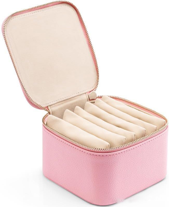 Trendy Jewelry Box with Portable Travel Pouches for Earrings Rings Necklaces - Airtight Seal Smart Compartment System Travel-Safe Lock Compact Lightweight 360° Shockproof Design