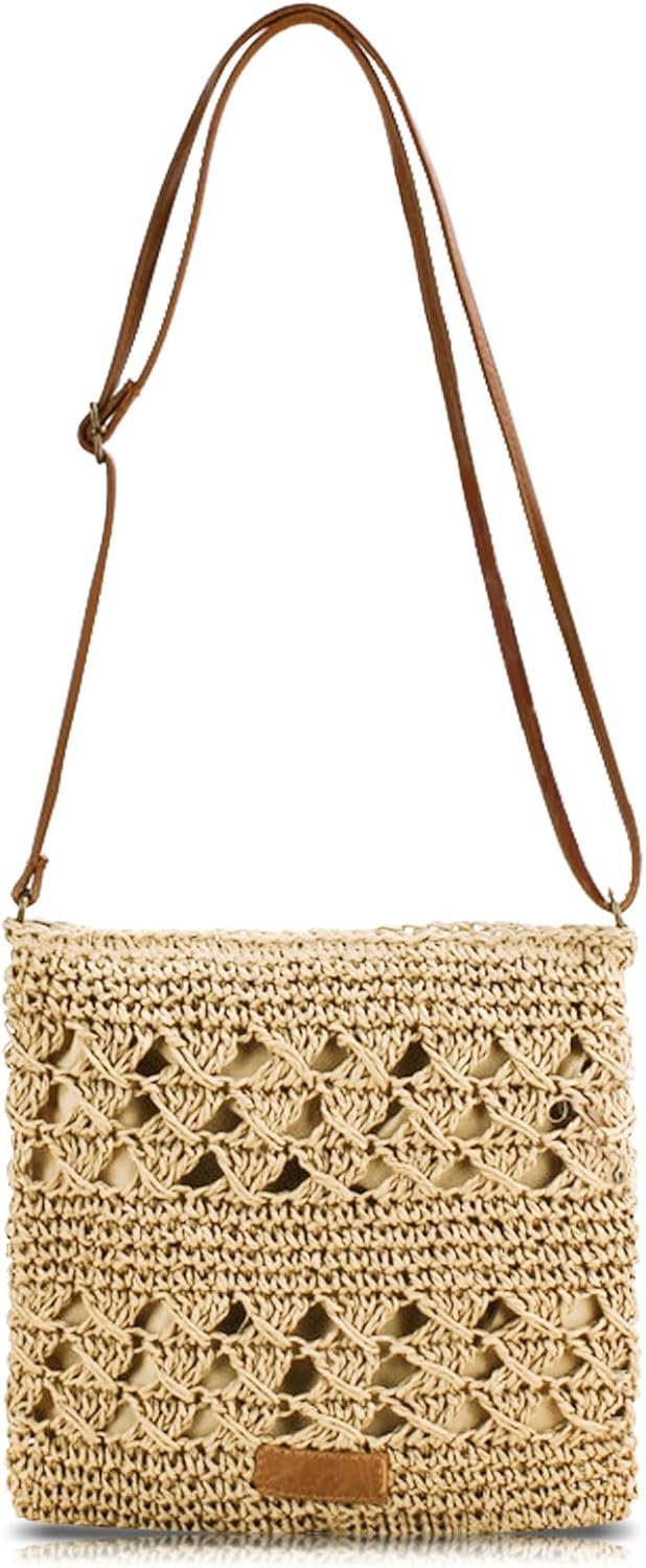Summer Straw Bag for Women Small Beach Crossbody Bag Bohemian Weave Handmade Shoulder Handbags for Holiday Travel