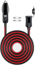 12V/24V 16AWG Heavy Duty Cigarette Lighter Extension Cable 13FT, 156W/15A Male Plug to Female Socket Adapter Extension Cord with LED Lights (Built-in 15A Fuse & 2 * 15A Spare Fuse)