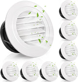 8 Pack Air Vent Round, 4 Inch Air Soffit Vent, ABS Louver Vent Cover with Built-in Fly Screen Mesh, Ceiling Louver Grille Cover for Garage, Bathroom, Kitchen, Office, Home Ventilation