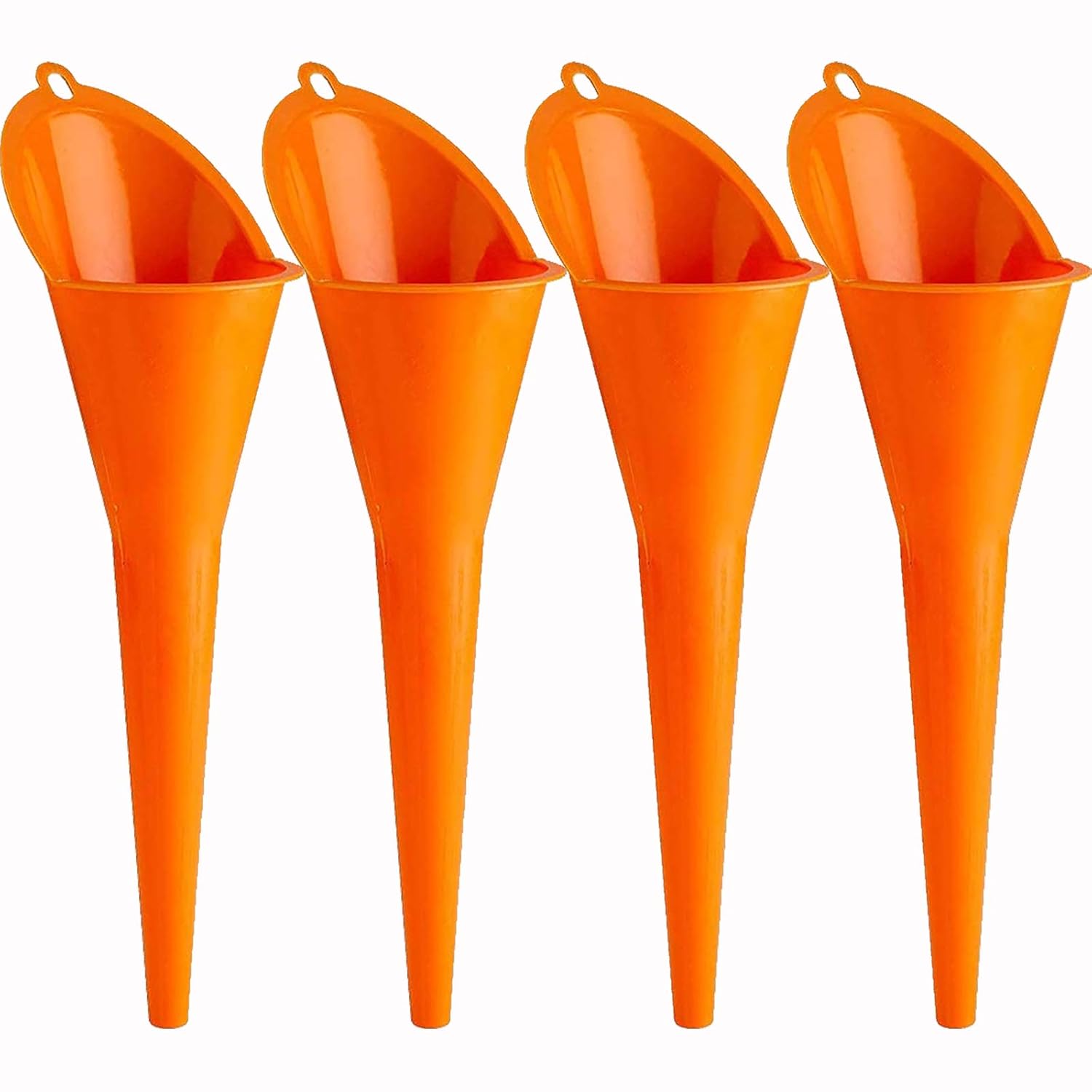 4 pcs Multi-Function Plastic Long Neck Oil Funnel - for All Automotive Oils Lubricants Engine Oils Water Diesel Fuel Kerosene and Other Liquids