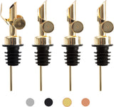 4 PCS Stainless Steel Pourers，Liquor Bottle Pourers Dispenser Spout Cover，Liquor Pour Spout With Cap，Suitable For Olive Oil Dispenser Oil Bottles (Gold)