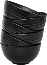 Unbreakable Wheat Straw Cereal Bowls Set of 6, 24 oz Microwave and Dishwasher Safe Lightweight Soup and Salad Bowl Sets, Reusable Dessert Bowls for Rice, Pasta, Snack, Fruit, BPA Free (Black)