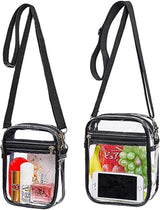 2-Pack Clear Bag Stadium Approved, Clear Crossbody Bag Purse Waterproof PVC Pocket（Style A :22 * 17 * 6cm+Style B: 20 * 15 * 5cm）