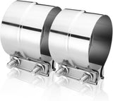 4.0 inch Lap Joint Exhaust Clamp 304 Stainless Steel Material For Exhaust Pipes, Muffler Ends and Exhaust System Connection 2PCS