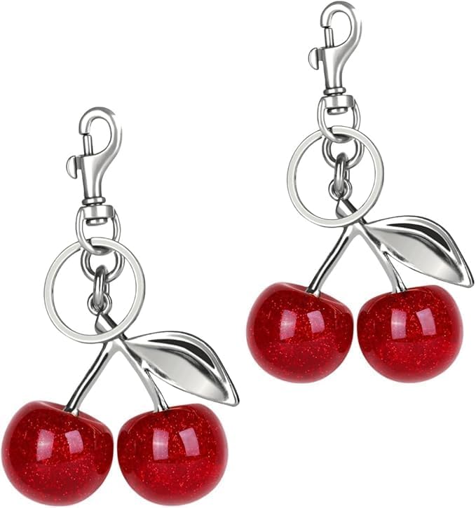 Cherry Bag Charm Women Cute Cherries Keychain Sparkling Purse Charms Pendant for Handbag Wallet Car Phone