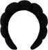 Spa Headband Hair Band for Women - Puffy Sponge Black Headbands for Washing Face Hair Headband for Skincare, Makeup Removal, Shower - Soft Absorbent Terry Towel Cloth Fabric