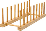 Wooden Dish Rack, 8 Slots Wooden Plate Rack, Dish Stand Holder Vertical Drainer Kitchen Cabinet Organizer for Dish, Pots, Lids, Bowls, Cups,Cutting Board and More
