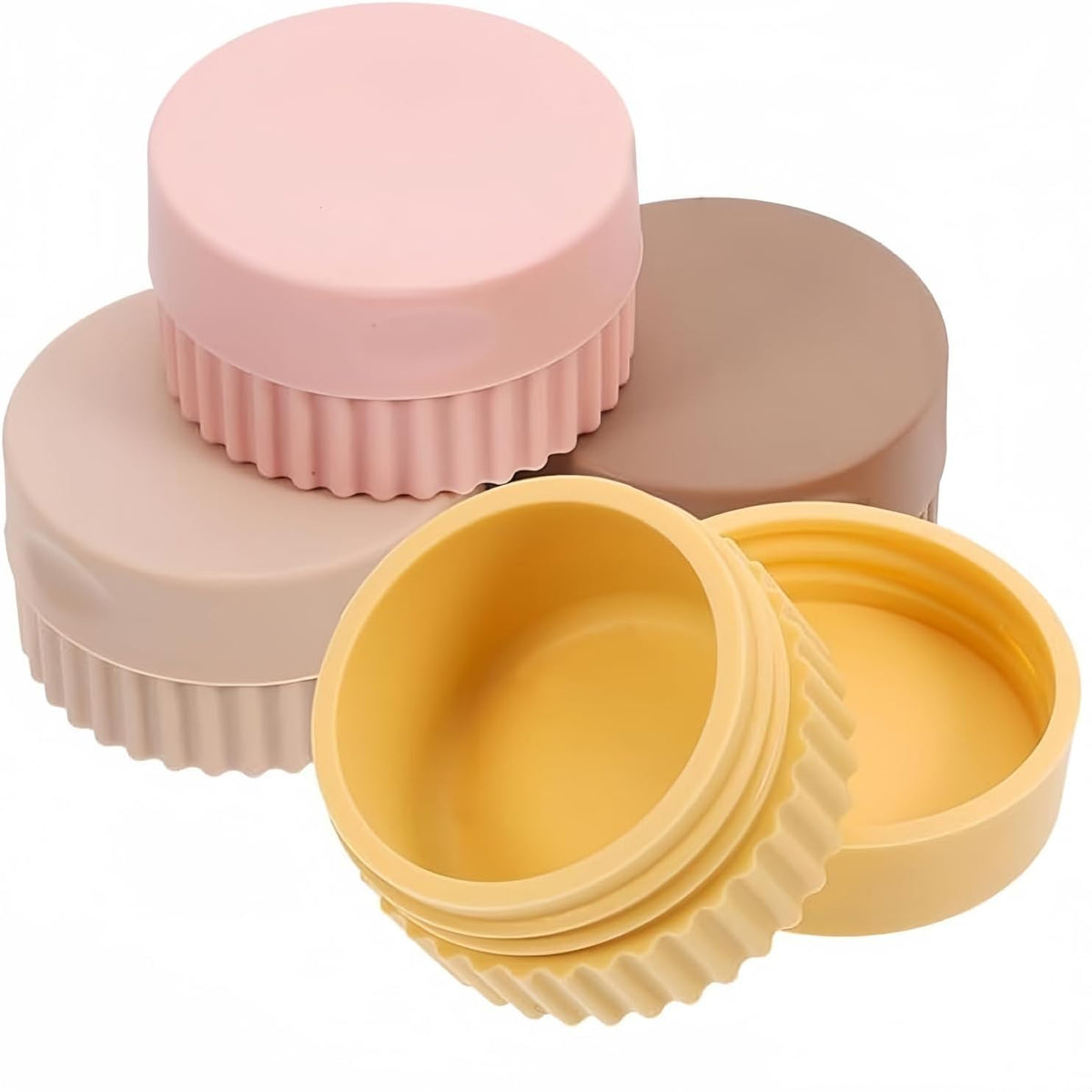 Travel Size Containers, Silicone Travel Jars for Creams Lotions Containers with Lids Leak Proof Small Travel Containers for Toiletries, Cosmetic (brown)
