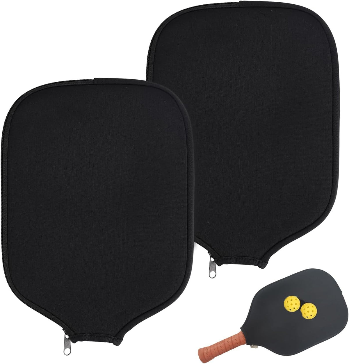 2pcs Racquet Cover for Pickleball, 8.6 x 12.2 Inch Neoprene Paddle Cover for Pickleball Racket Sleeve Storage Bag Compatible for Most USAPA Standard and Elongated Pickball Paddles