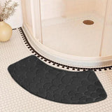 Bath Mat, Curved Shower Mat Non-Slip Quadrant Shower Mat Super Absorbent Corner Shower Mat Machine Washable Fan-Shaped Bathroom Carpet Rugs, Black, 16x39 inches