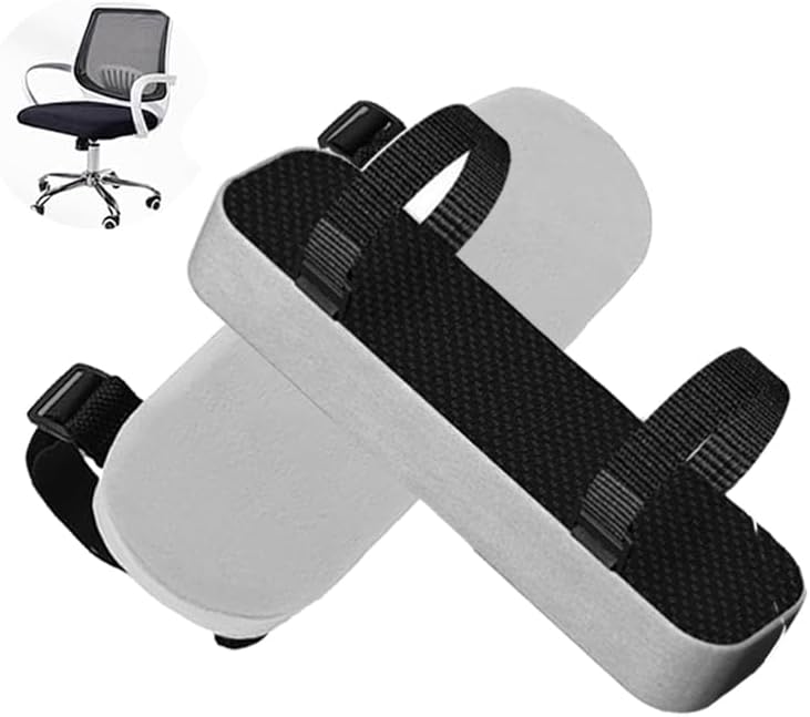2 Pack Chair Armrest Pads,Chair Armrest Cooling Gel Cushions, Ergonomic Armrest Pads,Office Chair Armrest Pads Covers with Memory Foam Elbow Pillow for Forearm Pressure Relief for Computer (Grey)