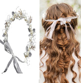 Flower Bridal Girl Bride Wedding Pearl Crown Headband Hair Headbands Tiara Vine Piece Accessories for Girls Accessories Shows (A39-1)