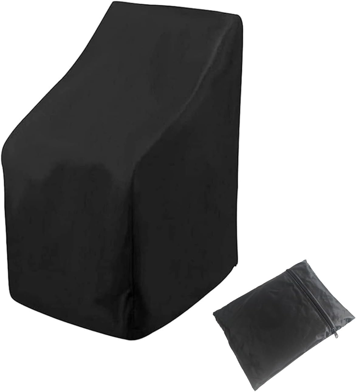 Waterproof Stacking Chair Covers for Outdoor Furniture, All-Weather Heavy-Duty 210D Oxford Fabric, Fits 25"x25"x47" Patio Chairs (Black, 1 PC)