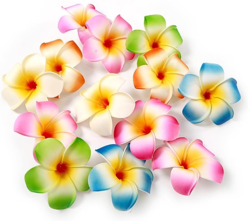 10Pcs Multicolor Hawaii Plumeria Flower Clips, Artificial Tropical Flower Hair Accessories for Wedding, Beach Party, Hair Clips and Barrettes, 1.97''