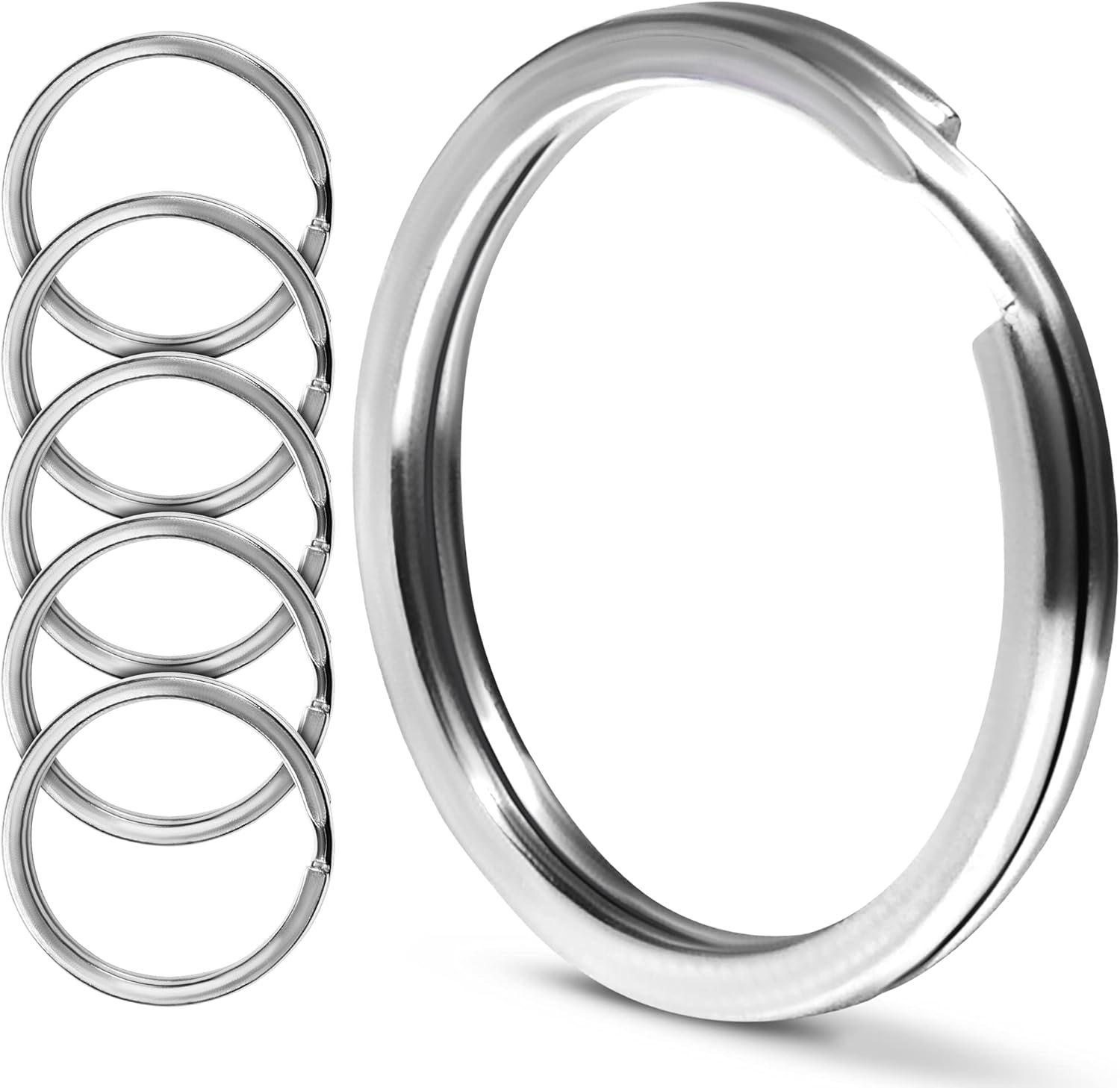 CREST 5 pcs Surgical and Marine Grade Stainless Steel Split Ring for Keychains 1 inch 25mm SS316L Key Rings for Car Keys