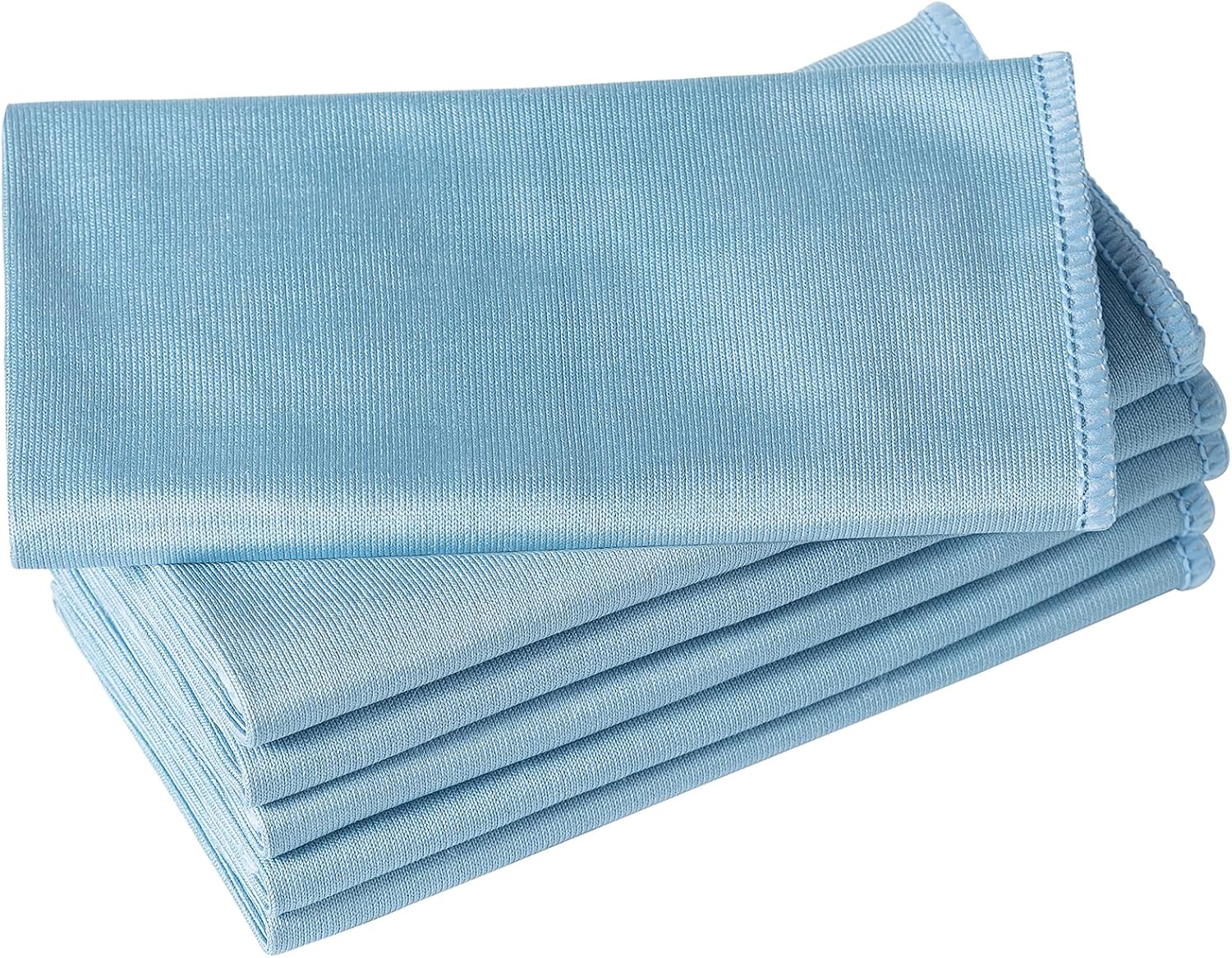6 Pack Microfiber Glass Cleaning Cloths, Streak Free, Lint-Free and Absorbent Cloth, 16 Inch X 16 Inch, Ideal for Cleaning Mirrors, Glass, Screens, Window, Stemware, Lens (Blue)