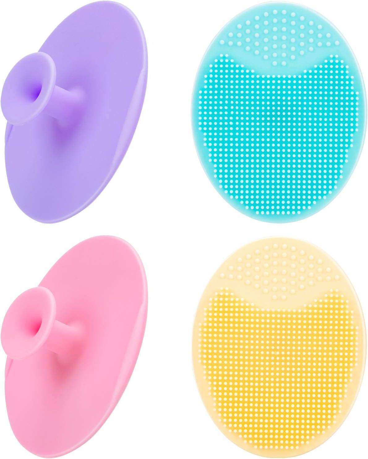 4 Pack Face Scrubber, Soft Silicone Facial Cleansing Brush Face Exfoliator Blackhead Acne Pore Pad Cradle Cap Face Wash Brush for Deep Cleaning Skin Care