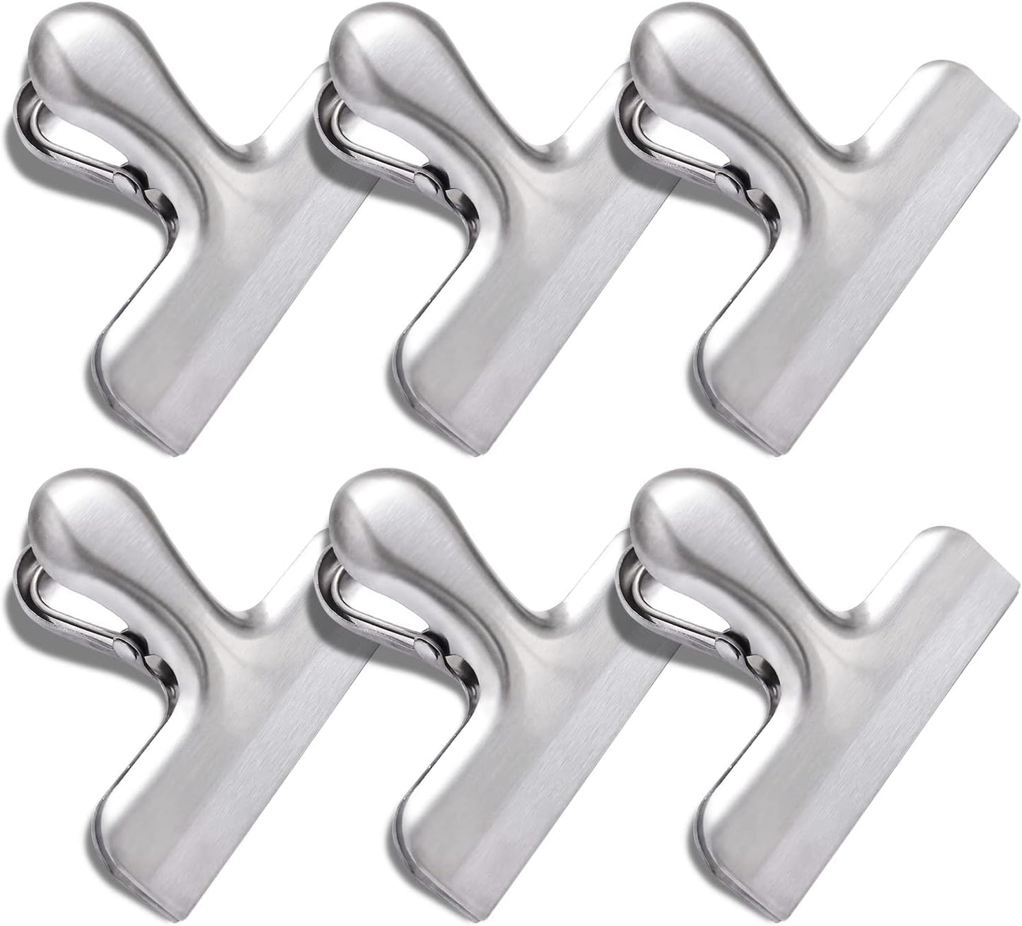6 Pack Bag Clips, Stainless Steel Chip Clip, Chip Clips Bag Clips Food Clips, Bag Clips for Food, Heavy Duty Air Tight Seal Kitchen Clips Snack Clips Food Bag Clamp Clips