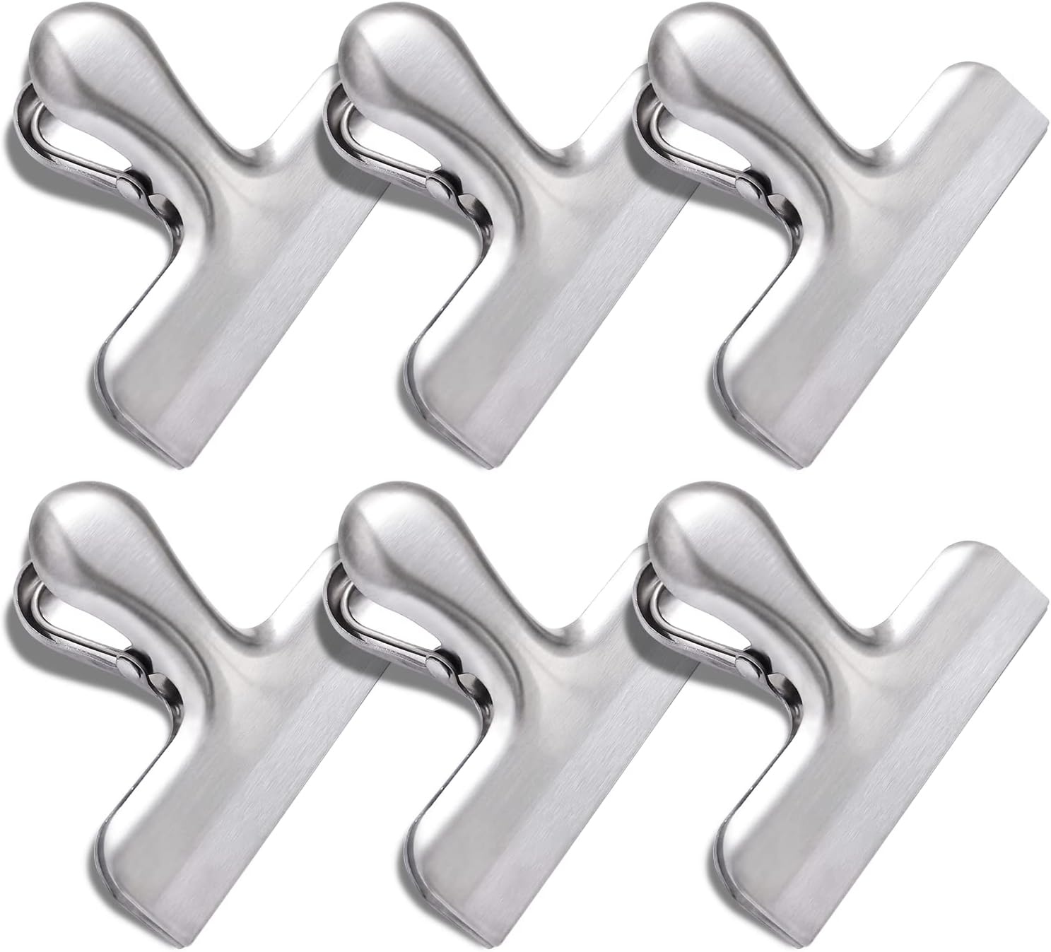 6 Pack Bag Clips, Stainless Steel Chip Clip, Chip Clips Bag Clips Food Clips, Bag Clips for Food, Heavy Duty Air Tight Seal Kitchen Clips Snack Clips Food Bag Clamp Clips