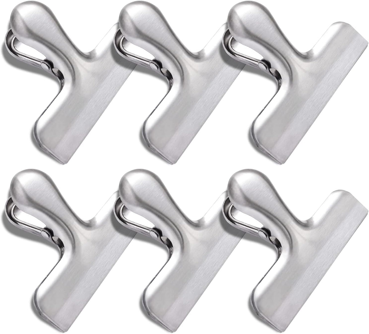6 Pack Bag Clips, Stainless Steel Chip Clip, Chip Clips Bag Clips Food Clips, Bag Clips for Food, Heavy Duty Air Tight Seal Kitchen Clips Snack Clips Food Bag Clamp Clips