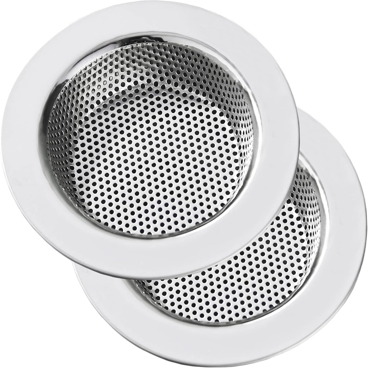 Kitchen Sink Strainer Stainless Steel,  Kitchen Sink Drain Strainer, Sink Strainers for Kitchen Sinks with Large Wide Rim 4.5" Diameter (2 Pack)