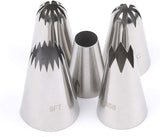 Large Icing Piping Tips Set 5PCS - Extra Large Icing Tips, Star Pastry Tips, French Star Tube, Plain Tube