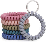 6PCS Stretchable Wristband Wristlet Keychain Wrist Key Chain Wristlet,Spring Flexible Spiral Wrist Coil ​Wrist Key Holder Key Ring for Sauna Gym Pool ID Badge and Outdoor Sports