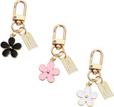 3 Pcs Keychains for Women, Bag Charm Flower Key Chain Car Key Ring Pendant for Purse, Handbag Bag, Earphone Case Decoration, Pink, Black, White, One Size
